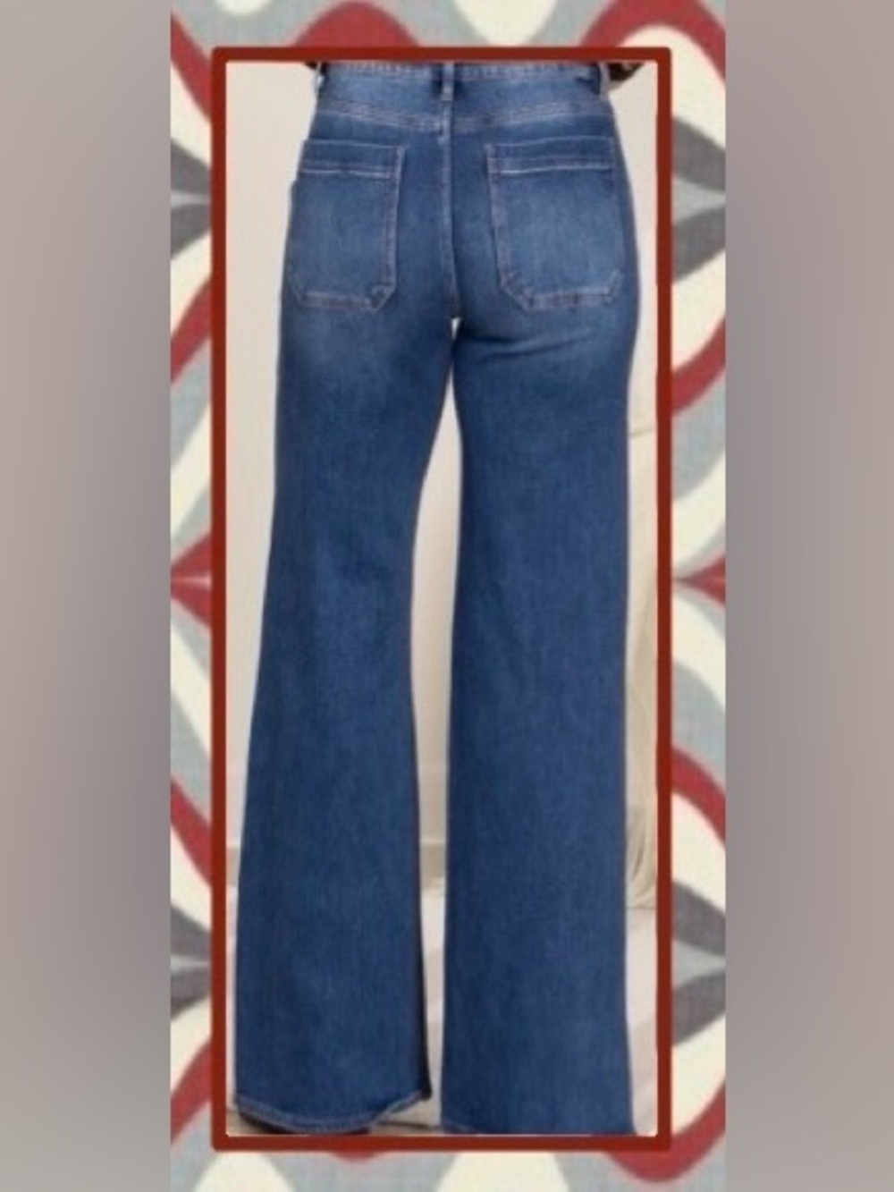 Risen High Rise Wide Jeans w/ Front Yoke - Dark Blue Rinse: Size 26 (Risen 3) - Picture 2 of 6
